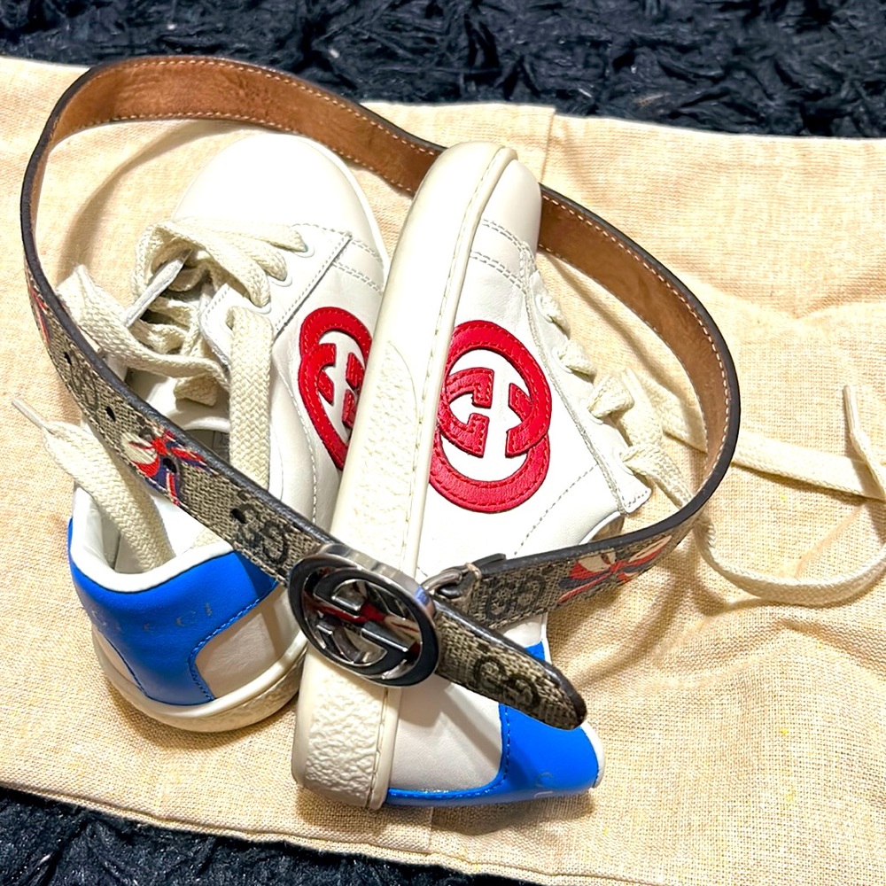 Size 10c Gucci shoes and toddler belt. Wore once fairly new.
